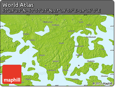 Physical Map of the Area around 61° 39' 52" N, 28° 7' 30" E