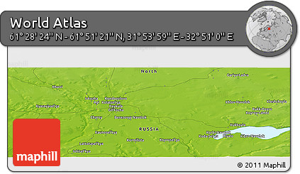 Physical Panoramic Map of the Area around 61° 39' 52" N, 32° 22' 30" E