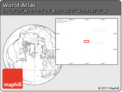 Blank Location Map of the Area around 61° 39' 52" N, 32° 13' 30" W