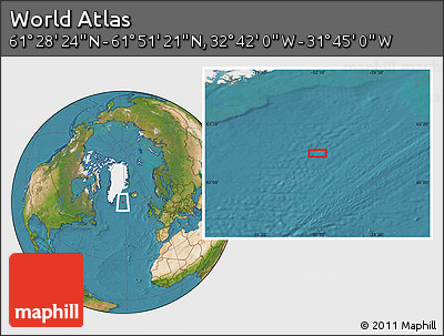 Satellite Location Map of the Area around 61° 39' 52" N, 32° 13' 30" W