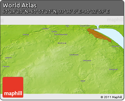 Physical 3D Map of the Area around 61° 39' 52" N, 34° 4' 30" E