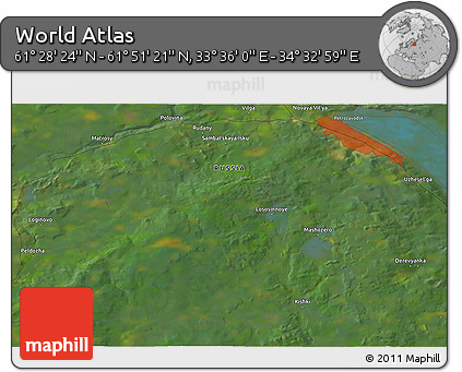 Satellite 3D Map of the Area around 61° 39' 52" N, 34° 4' 30" E