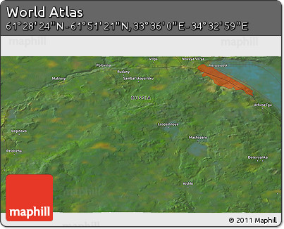 Satellite 3D Map of the Area around 61° 39' 52" N, 34° 4' 30" E