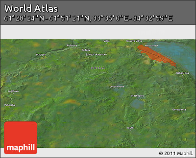 Satellite 3D Map of the Area around 61° 39' 52" N, 34° 4' 30" E