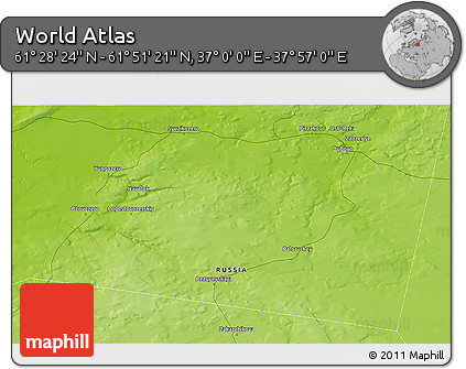 Physical 3D Map of the Area around 61° 39' 52" N, 37° 28' 30" E