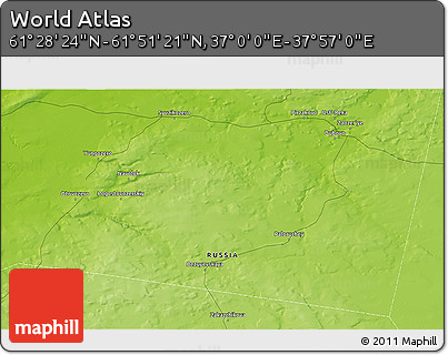 Physical 3D Map of the Area around 61° 39' 52" N, 37° 28' 30" E
