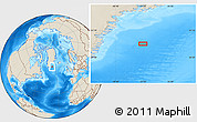 Shaded Relief Location Map of the area around 61° 39' 52" N, 37° 19' 30" W