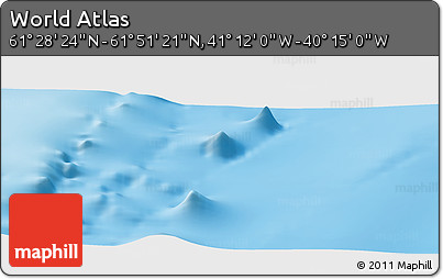 Shaded Relief Panoramic Map of the Area around 61° 39' 52" N, 40° 43' 30" W
