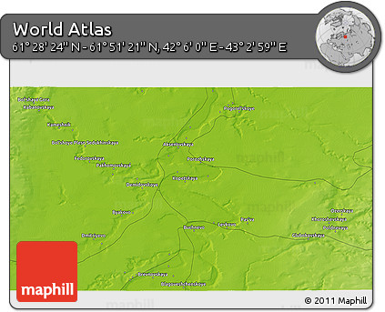 Physical 3D Map of the Area around 61° 39' 52" N, 42° 34' 30" E