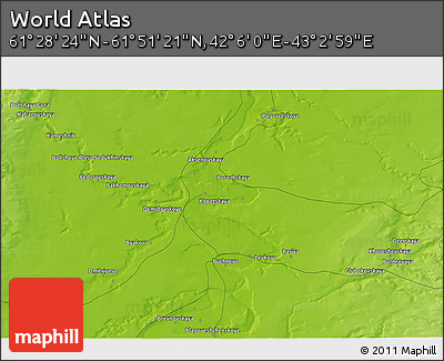 Physical 3D Map of the Area around 61° 39' 52" N, 42° 34' 30" E
