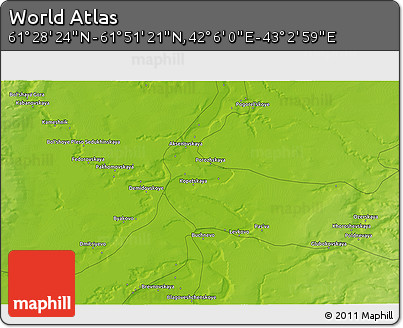 Physical 3D Map of the Area around 61° 39' 52" N, 42° 34' 30" E