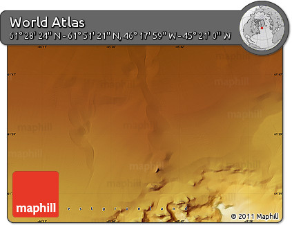 Physical Map of the Area around 61° 39' 52" N, 45° 49' 30" W