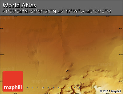 Physical Map of the Area around 61° 39' 52" N, 45° 49' 30" W