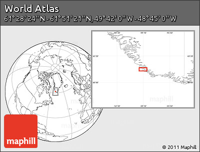Blank Location Map of the Area around 61° 39' 52" N, 49° 13' 30" W