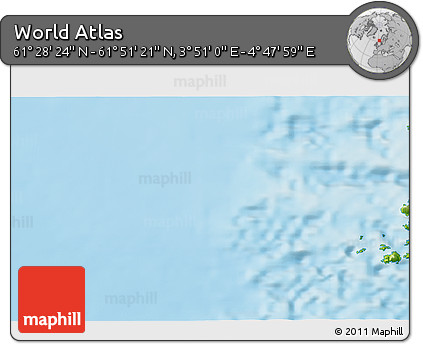 Physical 3D Map of the Area around 61° 39' 52" N, 4° 19' 30" E