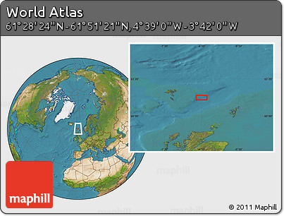 Satellite Location Map of the Area around 61° 39' 52" N, 4° 10' 30" W