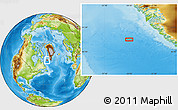 Physical Location Map of the area around 61° 39' 52" N, 54° 19' 30" W