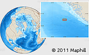 Shaded Relief Location Map of the area around 61° 39' 52" N, 54° 19' 30" W