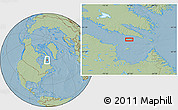 Savanna Style Location Map of the area around 61° 39' 52" N, 67° 55' 30" W, hill shading