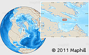 Shaded Relief Location Map of the area around 61° 39' 52" N, 67° 55' 30" W
