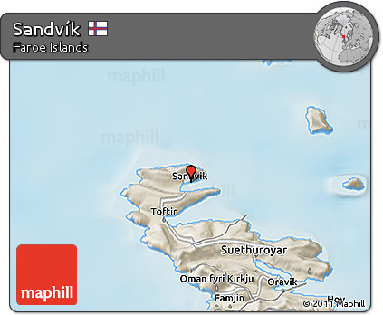 Shaded Relief 3D Map of Sandvík
