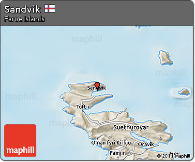 Shaded Relief 3D Map of Sandvík