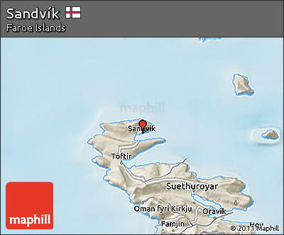 Shaded Relief 3D Map of Sandvík