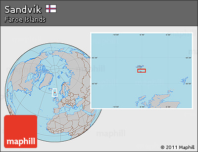 Gray Location Map of Sandvík