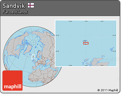 Gray Location Map of Sandvík
