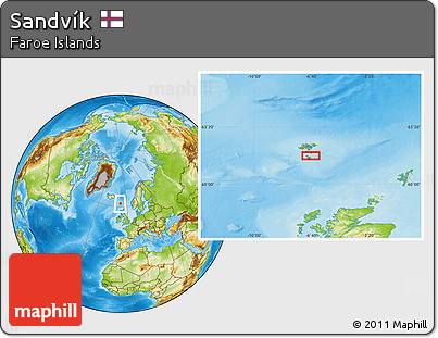 Physical Location Map of Sandvík