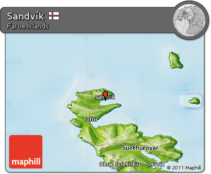 Physical Map of Sandvík