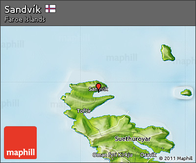 Physical Map of Sandvík