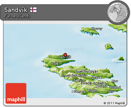 Physical Panoramic Map of Sandvík