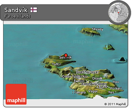 Satellite Panoramic Map of Sandvík