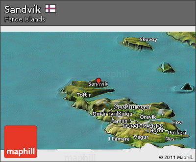 Satellite Panoramic Map of Sandvík