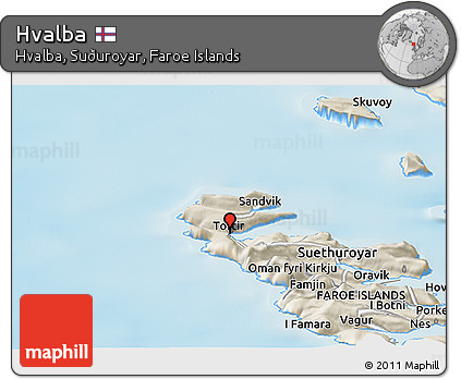 Shaded Relief Panoramic Map of Hvalba