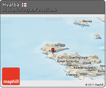 Shaded Relief Panoramic Map of Hvalba