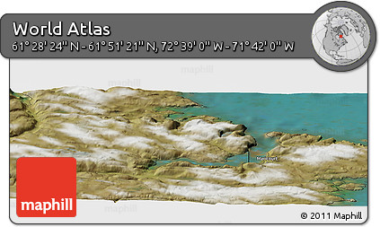 Satellite Panoramic Map of the Area around 61° 39' 52" N, 72° 10' 30" W