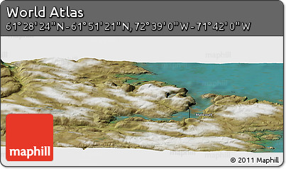 Satellite Panoramic Map of the Area around 61° 39' 52" N, 72° 10' 30" W