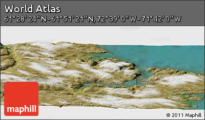 Satellite Panoramic Map of the Area around 61° 39' 52" N, 72° 10' 30" W