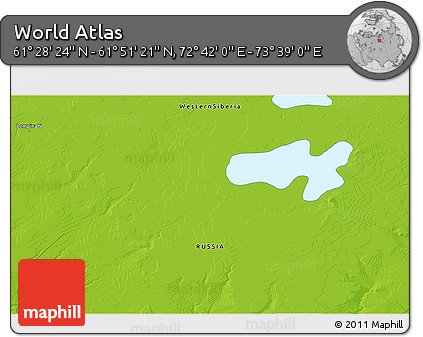 Physical 3D Map of the Area around 61° 39' 52" N, 73° 10' 30" E