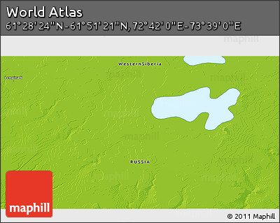 Physical 3D Map of the Area around 61° 39' 52" N, 73° 10' 30" E
