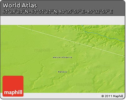 Physical 3D Map of the Area around 61° 39' 52" N, 85° 4' 29" E
