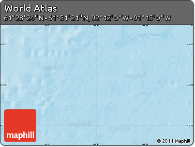Shaded Relief Map of the Area around 61° 39' 52" N, 91° 43' 29" W