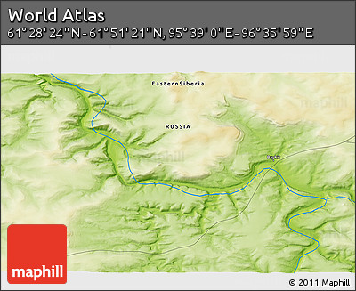 Physical 3D Map of the Area around 61° 39' 52" N, 96° 7' 30" E