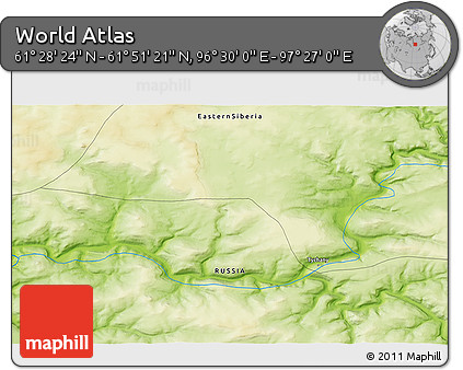 Physical 3D Map of the Area around 61° 39' 52" N, 96° 58' 29" E