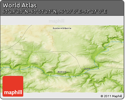 Physical 3D Map of the Area around 61° 39' 52" N, 96° 58' 29" E