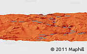 Political Panoramic Map of the area around 61° 39' 52" N, 9° 25' 30" E