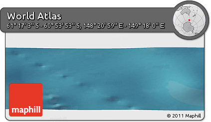 Satellite Panoramic Map of the Area around 61° 5' 28" S, 148° 49' 29" E