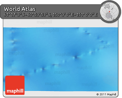 Physical 3D Map of the Area around 61° 5' 28" S, 150° 31' 30" E